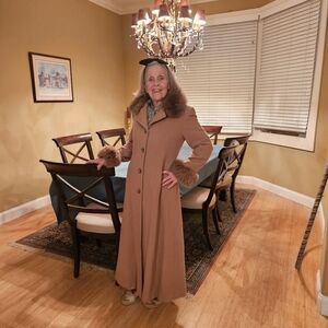 Lambs WOOL TRENCH COAT, WOOL AND FUR COAT, Real Fur Coat